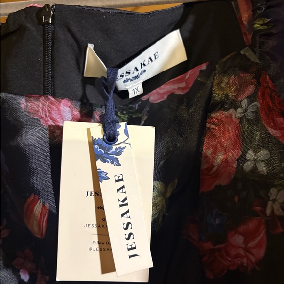 JessaKae Polly mini babydoll dress in black floral print - Picture 2 of 4